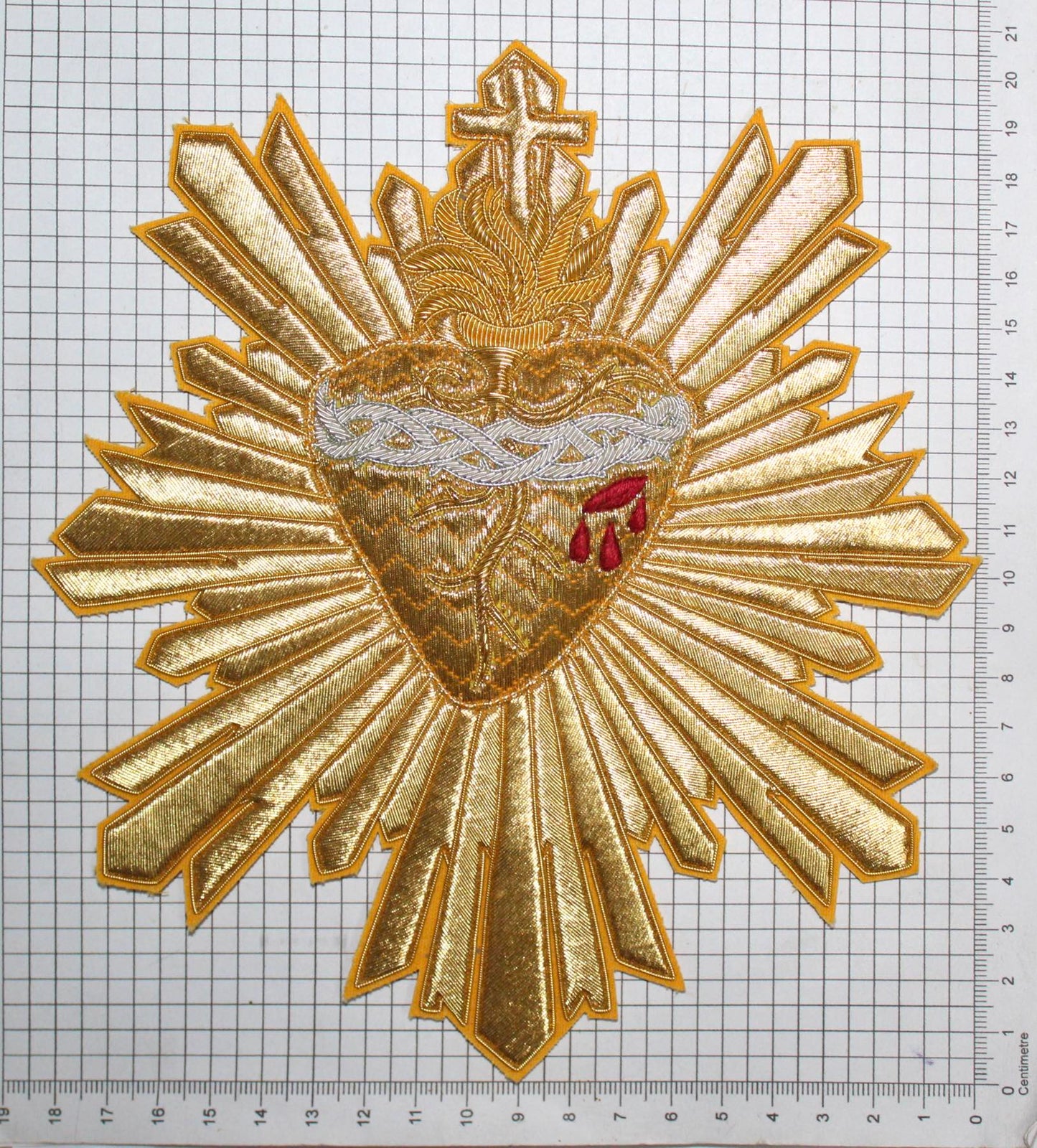 Sacred Heart Of Jesus and Rays Applique Cut Out For Catholic Vestment