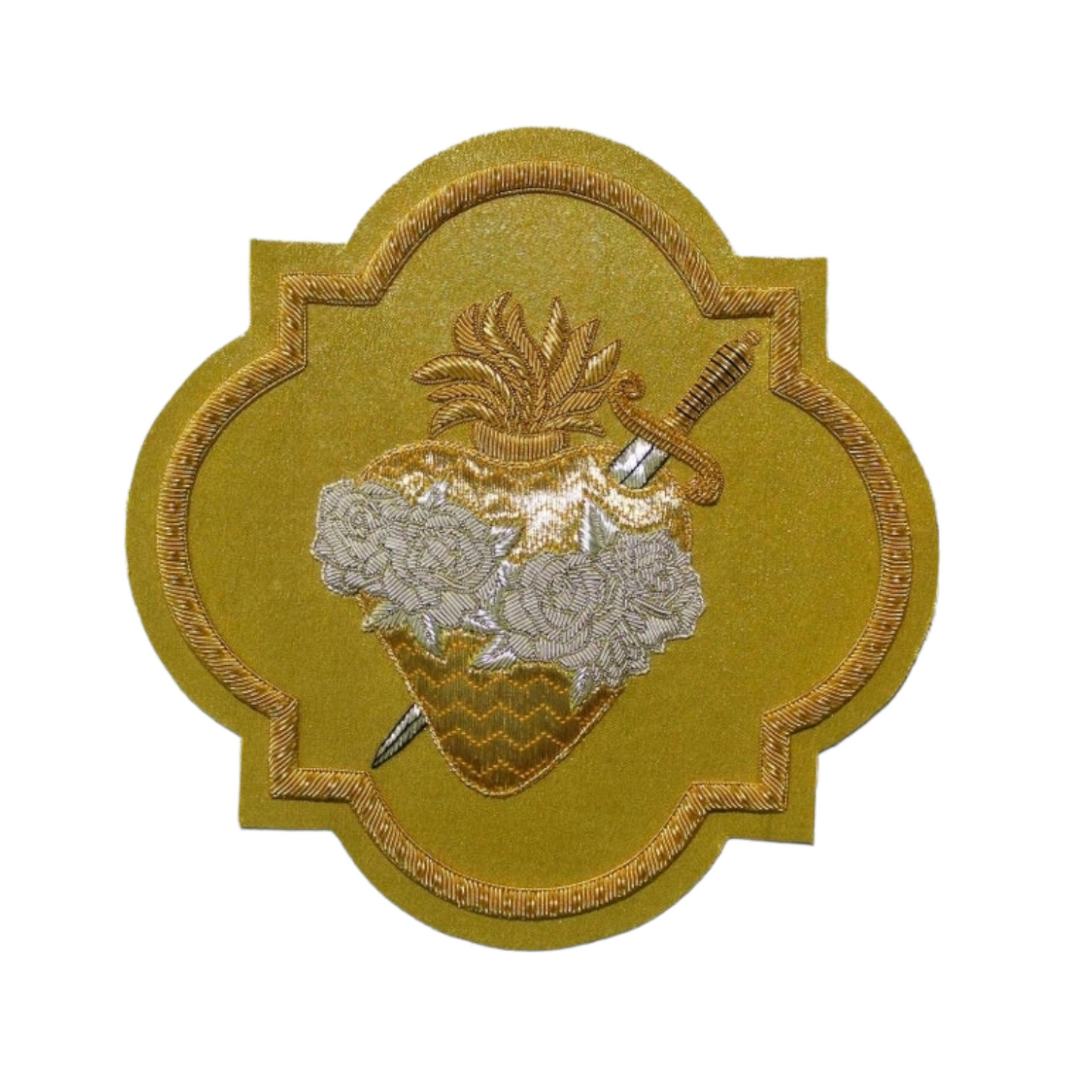 Immaculate Heart of Mary Appliqué for Catholic Vestments - Hand Embroidered Sewn On, Available in Multi Colors