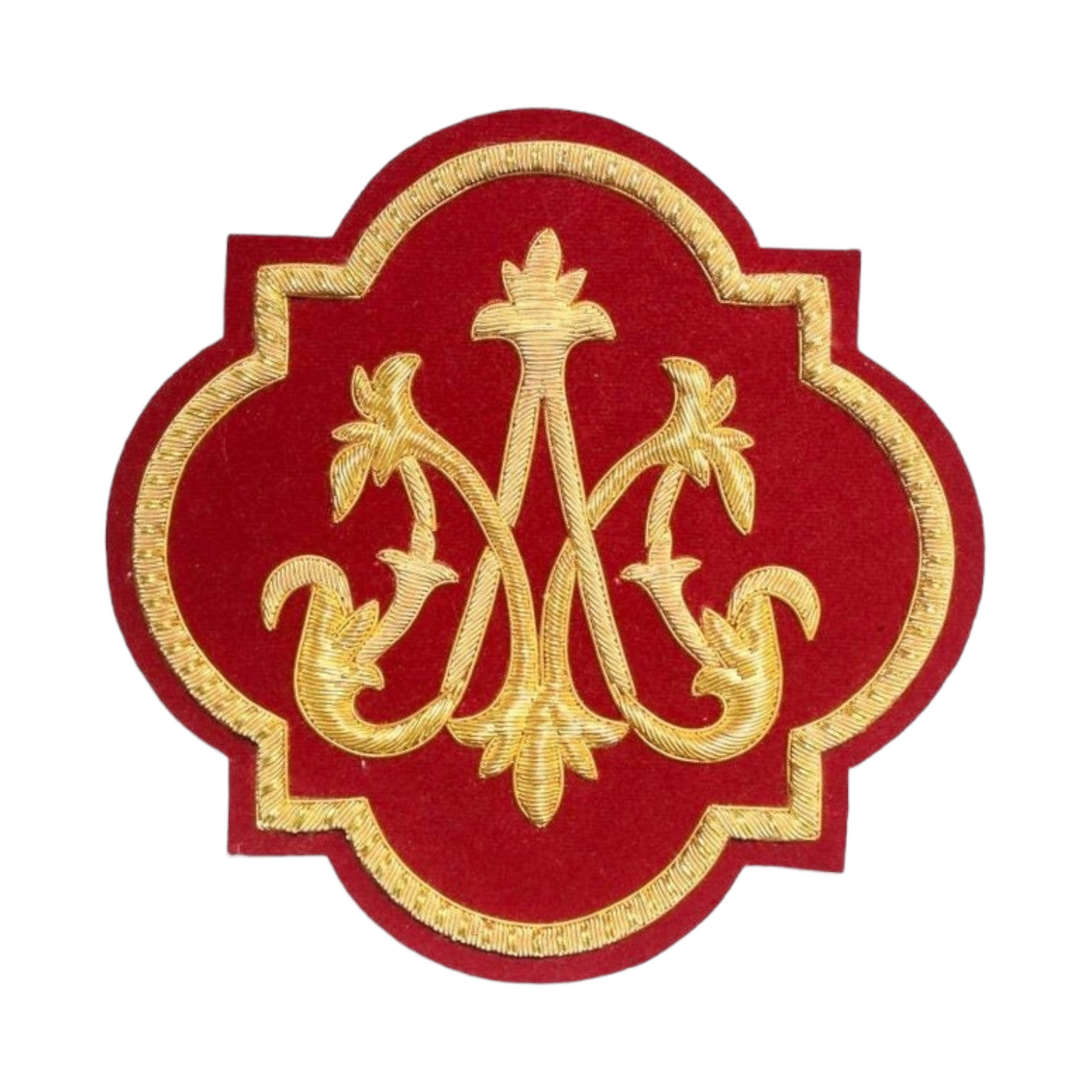 Marian Hand-Embroidered Liturgical Church Emblem for Vestments - Sewn on, Available in Multi Colors