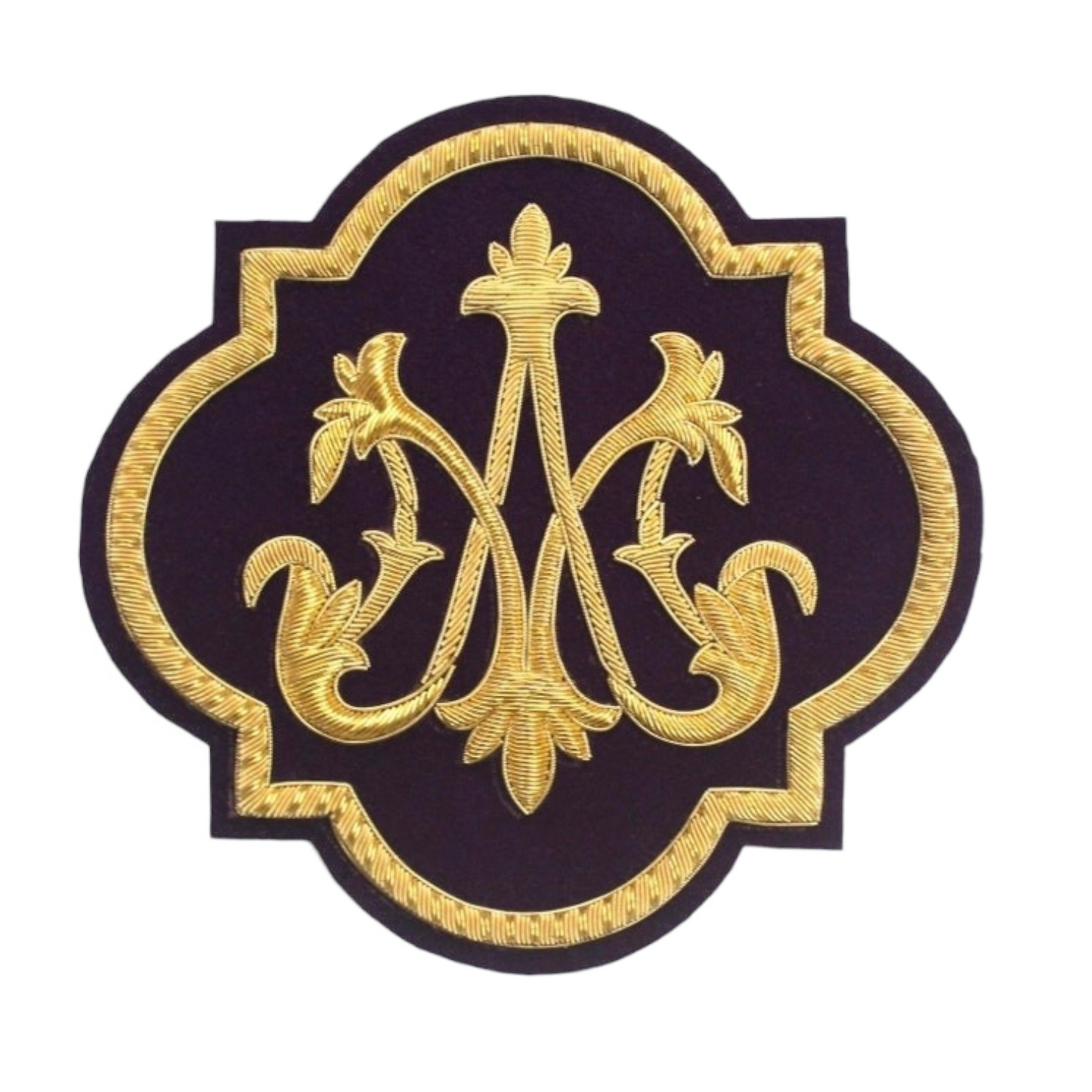 Marian Hand-Embroidered Liturgical Church Emblem for Vestments - Sewn on, Available in Multi Colors