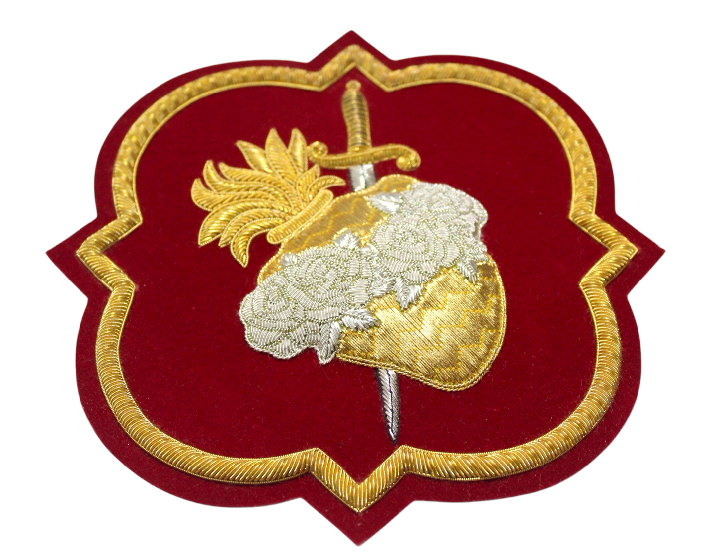 Immaculate Heart of Mary Appliqué for Catholic Vestments - Hand Embroidered Sewn On, Available in Multi Colors