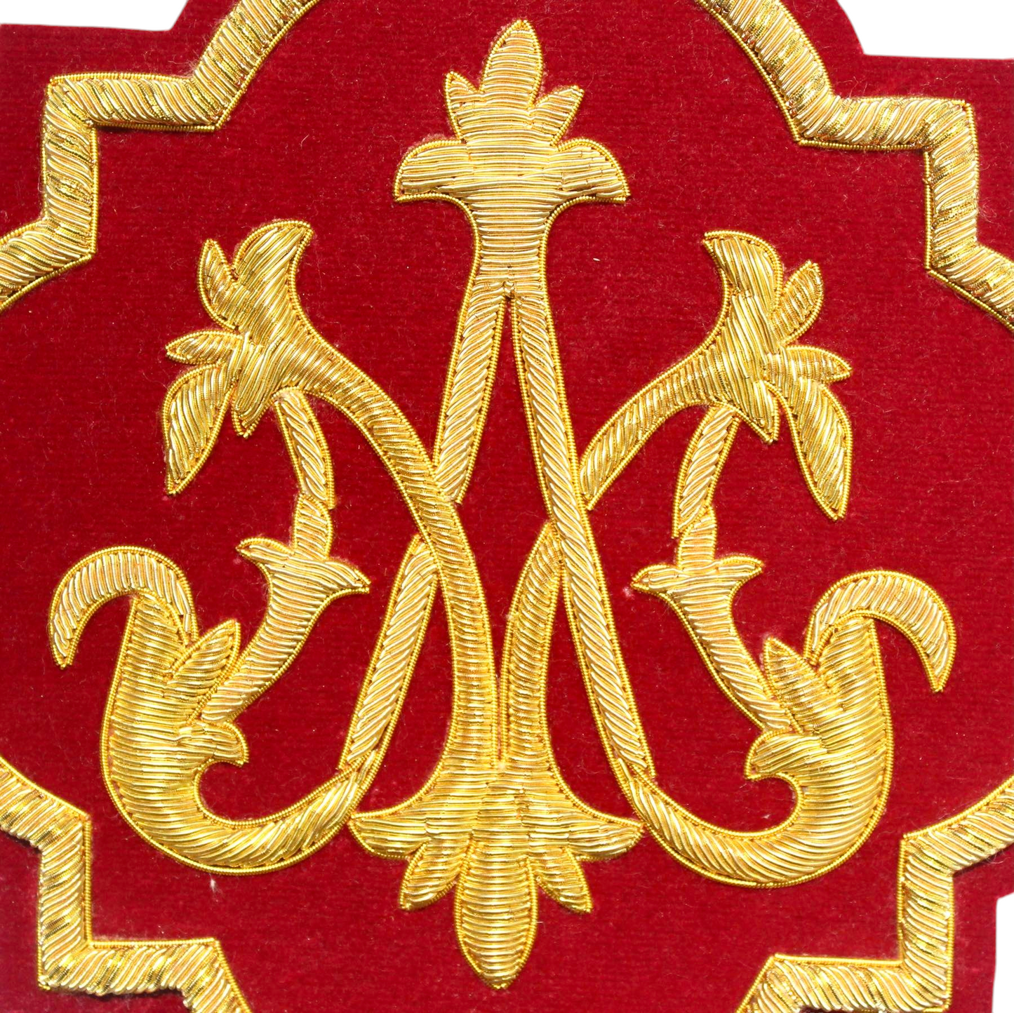 Marian Hand-Embroidered Liturgical Church Emblem for Vestments - Sewn on, Available in Multi Colors