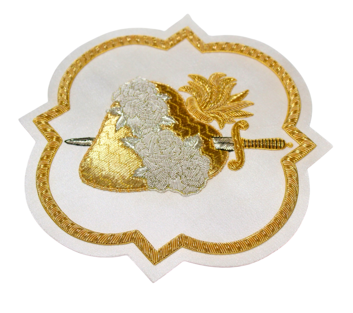 Immaculate Heart of Mary Appliqué for Catholic Vestments - Hand Embroidered Sewn On, Available in Multi Colors