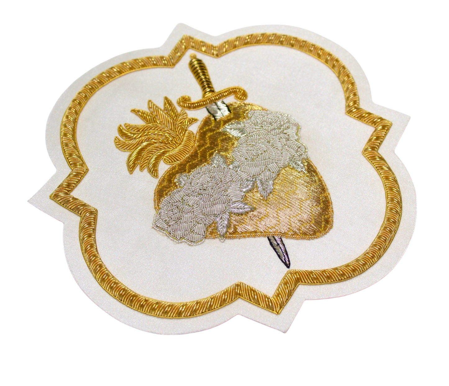 Immaculate Heart of Mary Appliqué for Catholic Vestments - Hand Embroidered Sewn On, Available in Multi Colors