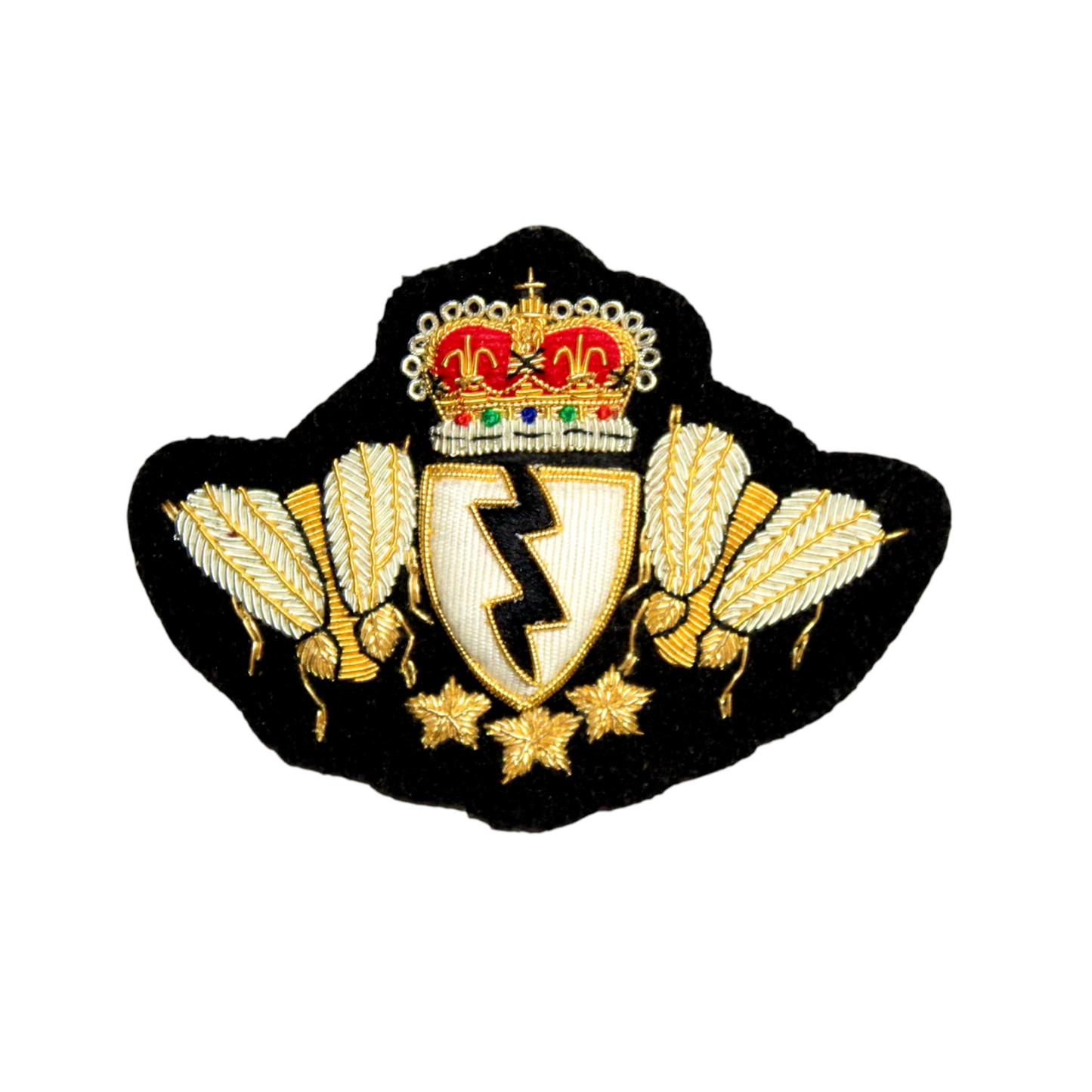 Hand-Embroidered Double Bee Crest Patch – Gold & Silver Bullion Wire Badge