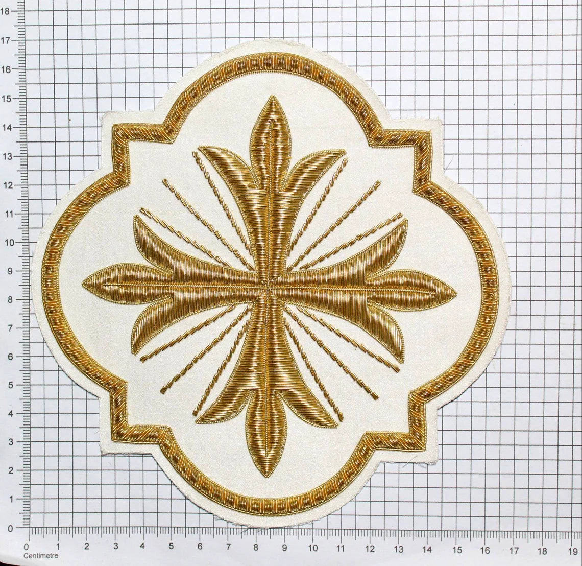 Liturgical Church Emblem – Hand-Embroidered Cross Appliqué