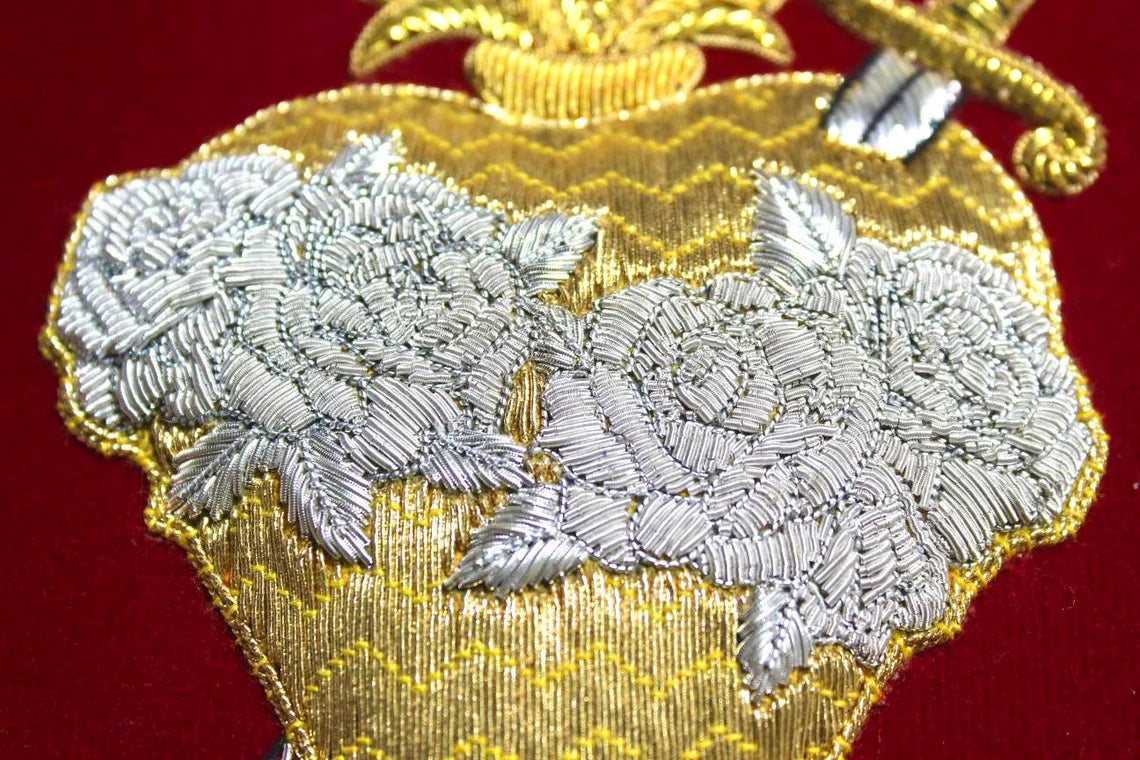 Immaculate Heart of Mary Appliqué for Catholic Vestments - Hand Embroidered Sewn On, Available in Multi Colors