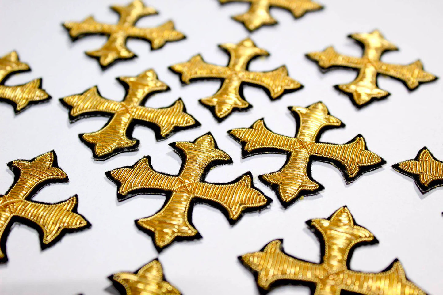 Hand-Embroidered Liturgical Cross Appliqué – Gold Bullion Wire