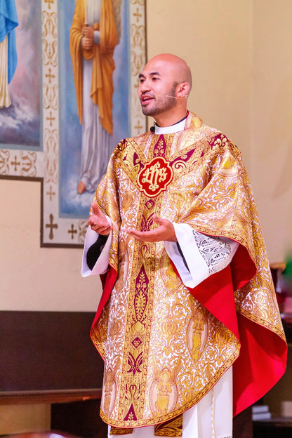 IHS Gold Bullion Hand-Embroidered Appliqué For Catholic Vestment