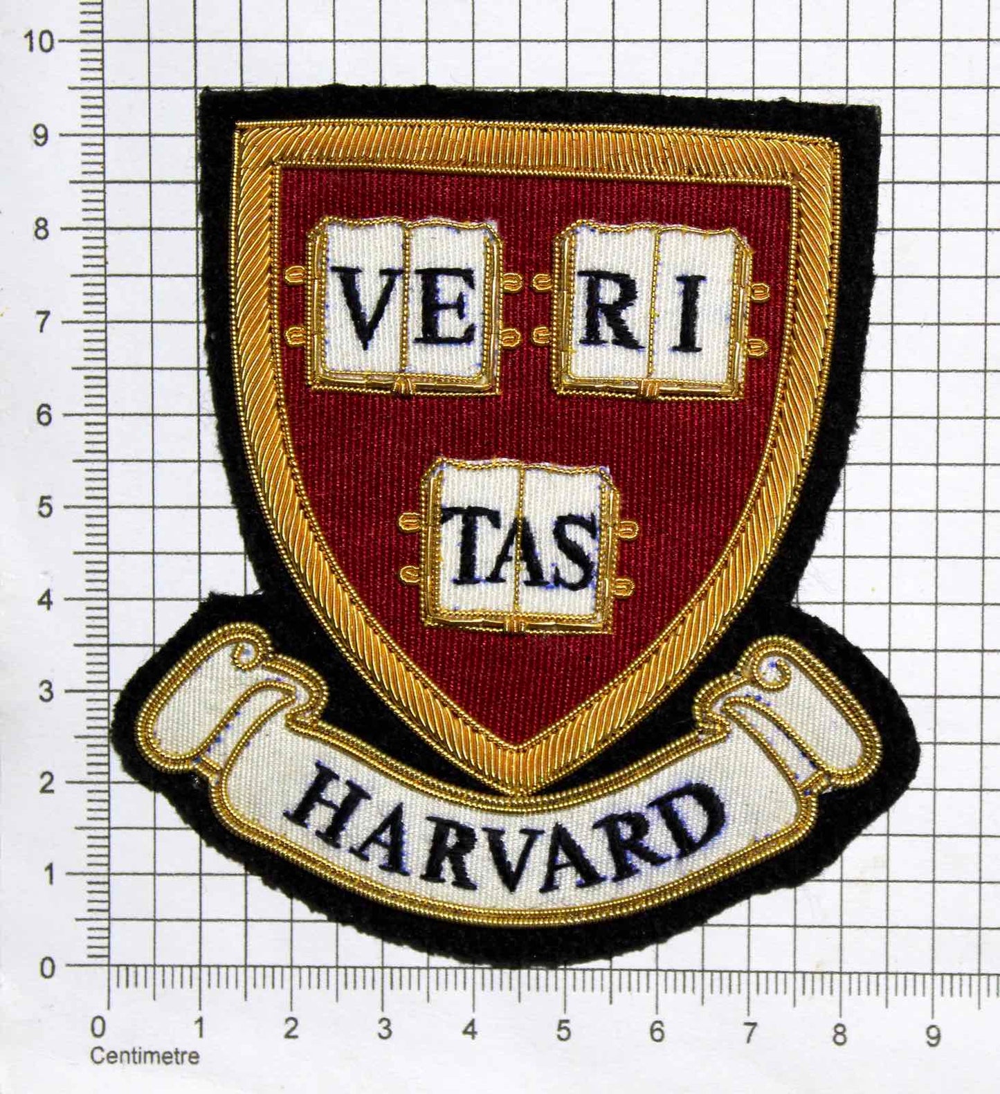 Hand-Embroidered Harvard University Patch – Gold Bullion Wire Badge
