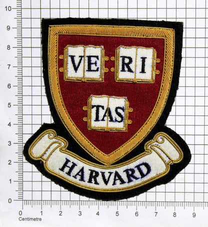Hand-Embroidered Harvard University Patch – Gold Bullion Wire Badge