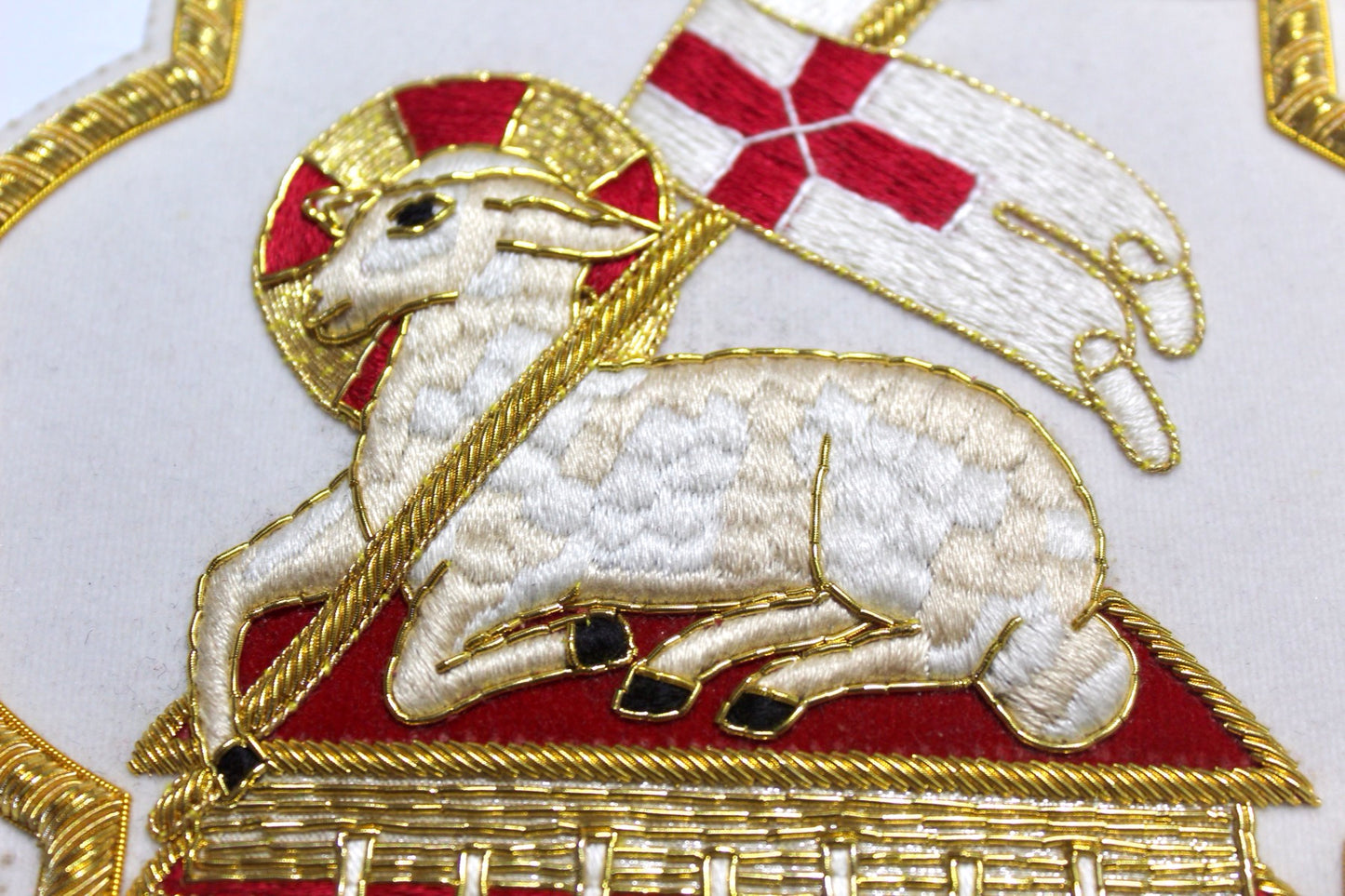Hand-Embroidered Agnus Dei (Holy Lamb) Appliqué – Liturgical Vestment