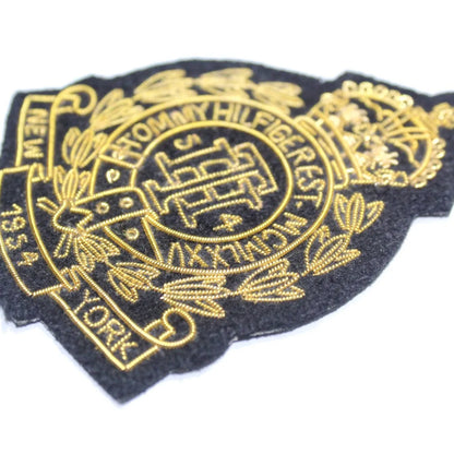 Branded Fashion Hand-Embroidered Crest Patch – Gold &amp; Silver Bullion Wire Badge