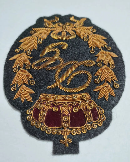 Fashion Hand-Embroidered Crest Patch – Antique Gold Bullion Wire Badge