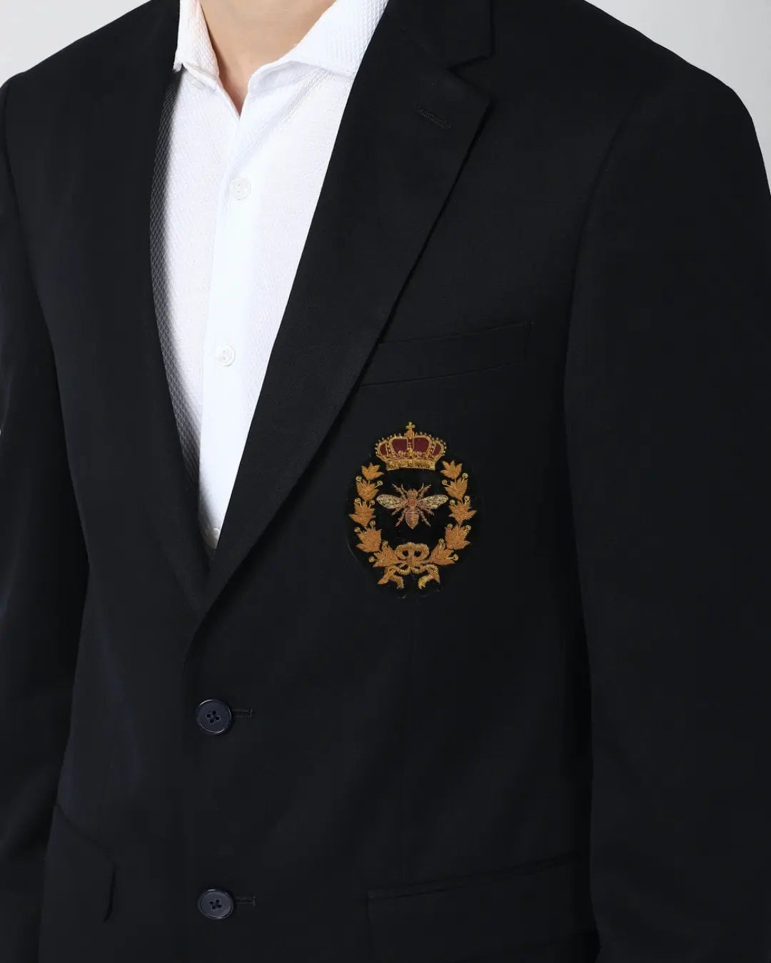 Fashion Hand-Embroidered Crest Patch – Antique Gold Bullion Wire Badge