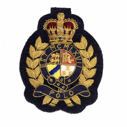 Hand-Embroidered Crest Patch – Gold Bullion Wire Badge