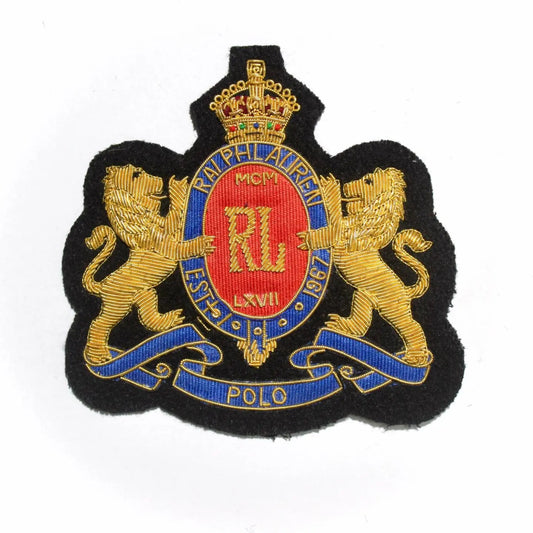 Luxury Branded Fashion Hand-Embroidered Crest Patch – Gold Bullion Wire Badge