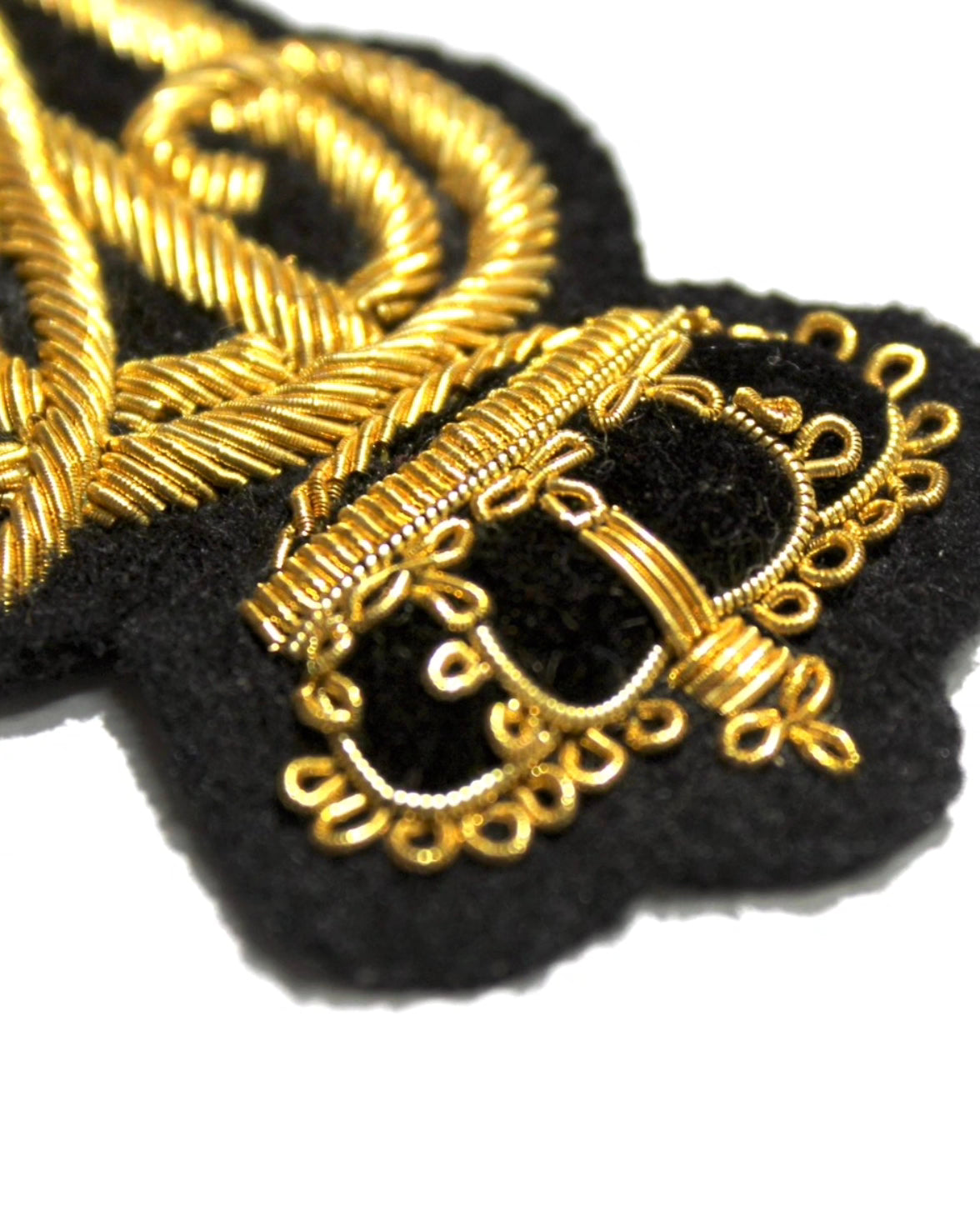 Hand-Embroidered RL Monogram Patch – Gold &amp; Silver Bullion Wire Badge