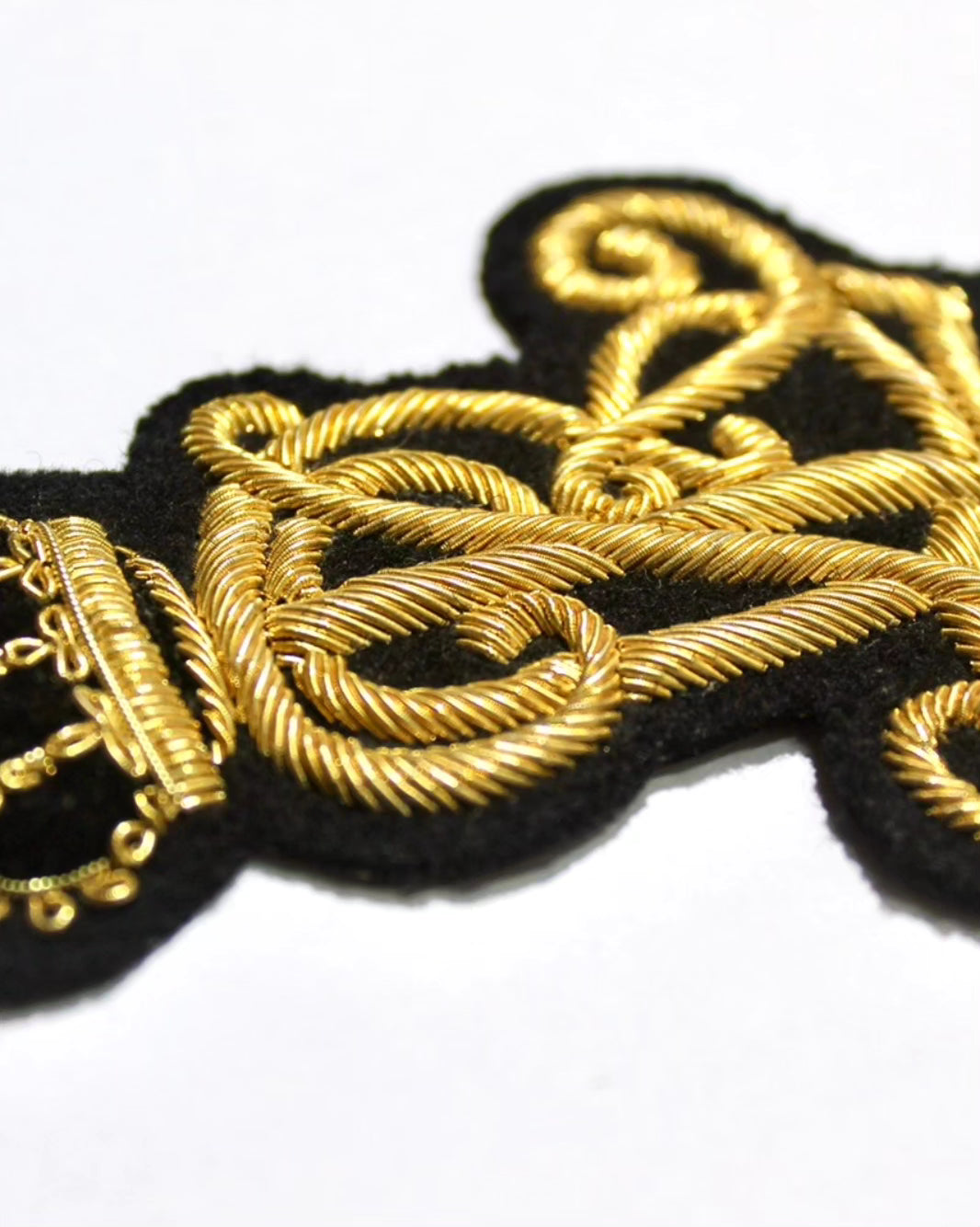 Hand-Embroidered RL Monogram Patch – Gold &amp; Silver Bullion Wire Badge