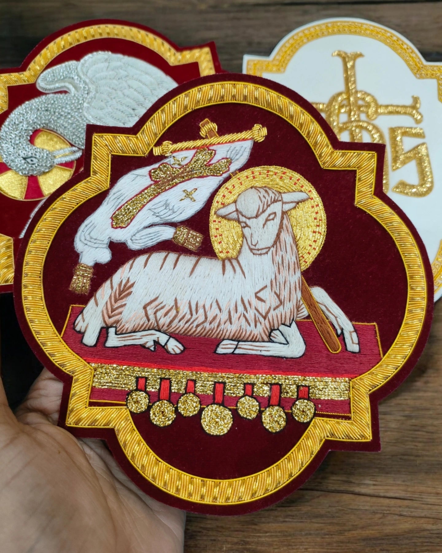 Hand-Embroidered Agnus Dei (Holy Lamb) Appliqué