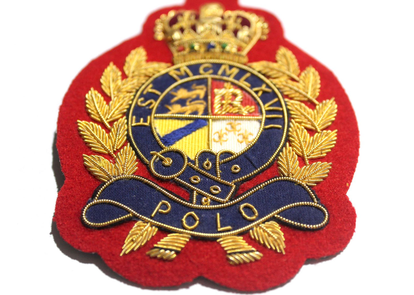 Hand-Embroidered Crest Patch – Gold Bullion Wire Badge
