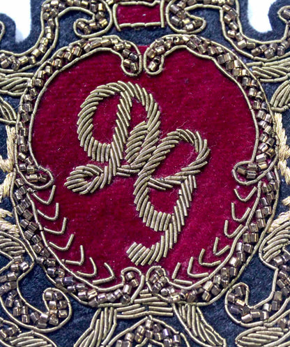 Hand-Embroidered Fashion Crest Patch – Antique Gold Bullion Wire Badge