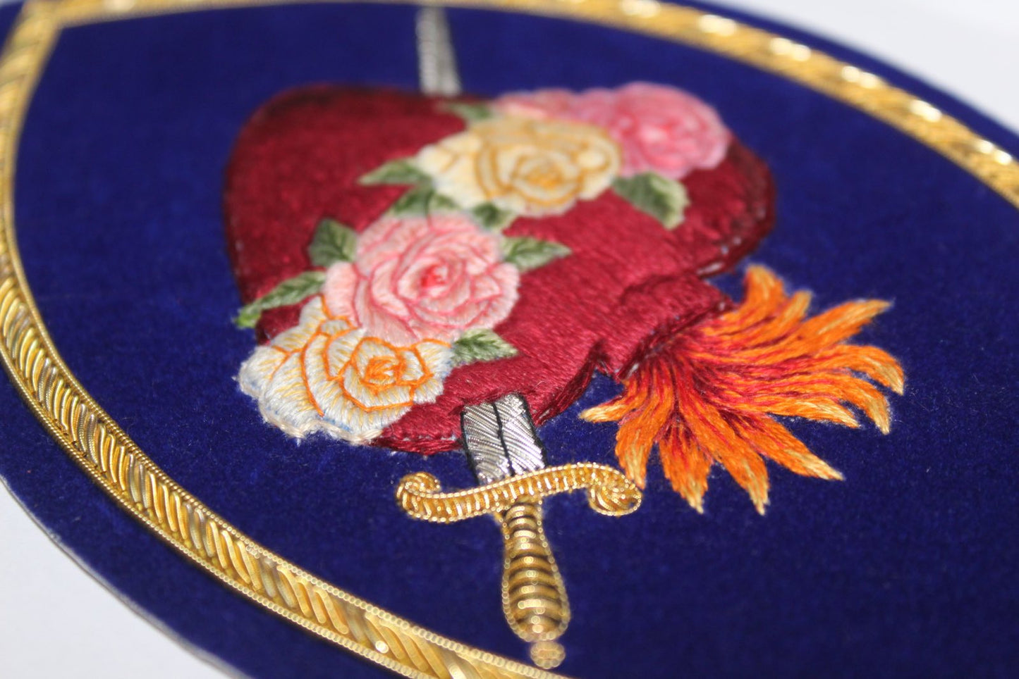 Hand-Embroidered Immaculate Heart of Mary Appliqué