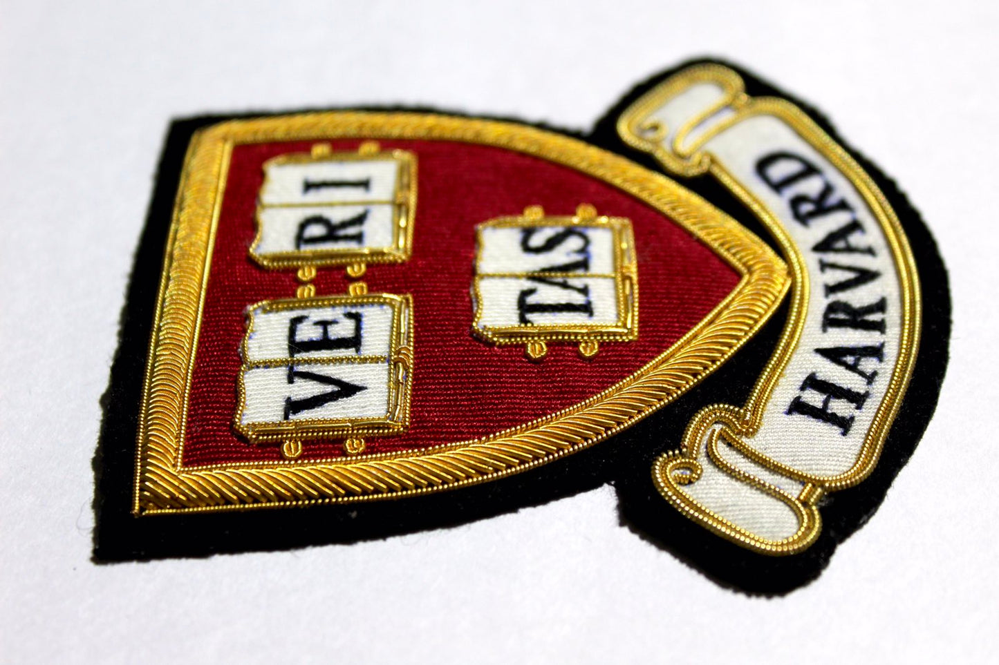 Hand-Embroidered Harvard University Patch – Gold Bullion Wire Badge