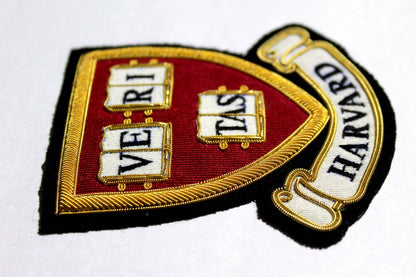 Hand-Embroidered Harvard University Patch – Gold Bullion Wire Badge