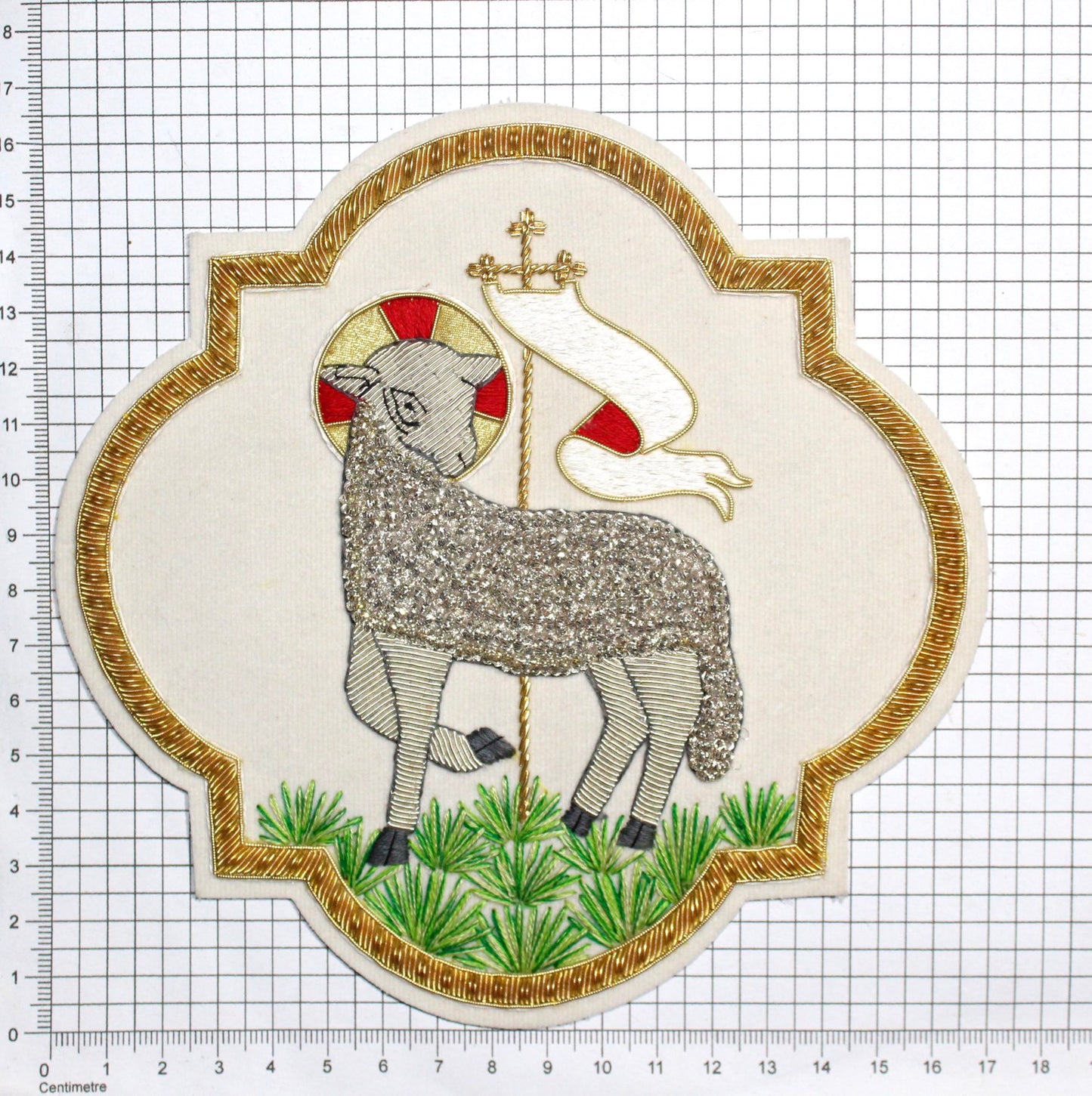 Agnus Dei (Lamb of God) Emblem for Catholic Vestments Sewn On Velvet