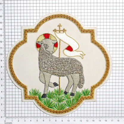 Agnus Dei (Lamb of God) Emblem for Catholic Vestments Sewn On Velvet