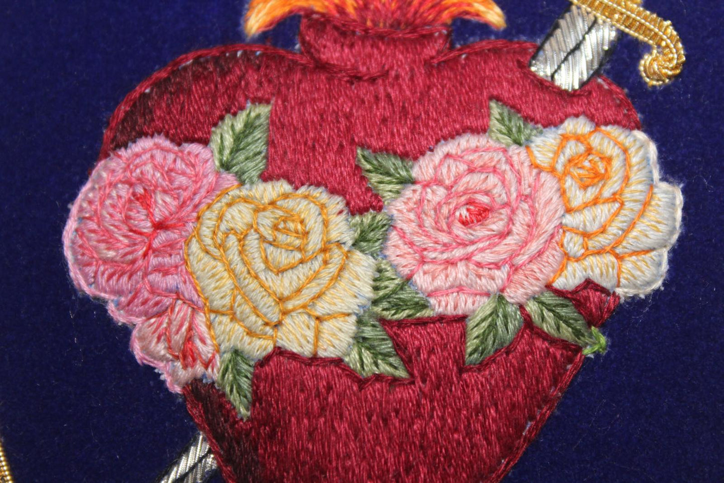 Hand-Embroidered Immaculate Heart of Mary Appliqué