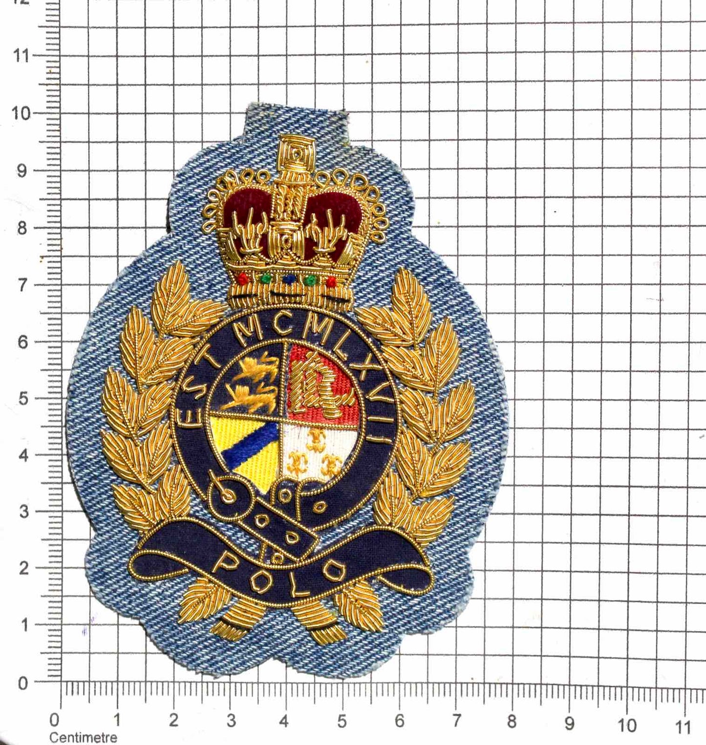 Hand-Embroidered Crest Patch – Gold Bullion Wire Badge