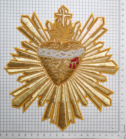 Sacred Heart Of Jesus and Rays Applique Cut Out For Catholic Vestment