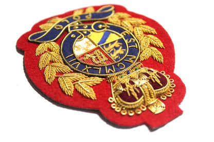 Hand-Embroidered Crest Patch – Gold Bullion Wire Badge