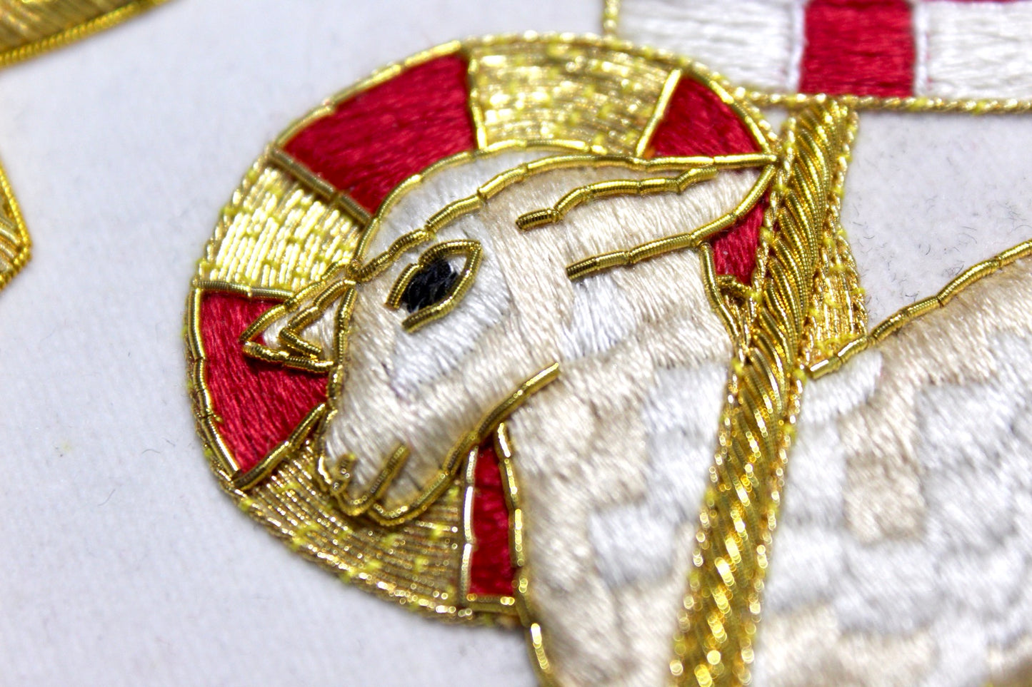 Hand-Embroidered Agnus Dei (Holy Lamb) Appliqué – Liturgical Vestment