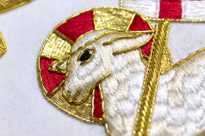 Hand-Embroidered Agnus Dei (Holy Lamb) Appliqué – Liturgical Vestment