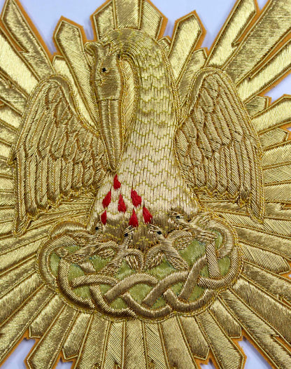 Hand-Embroidered Pelican with Rays Appliqué – Catholic Vestment Embroidery