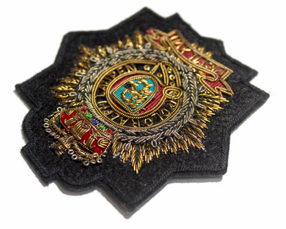 Hand-Embroidered Fashion Crest Patch – Antique Gold Bullion Wire Badge