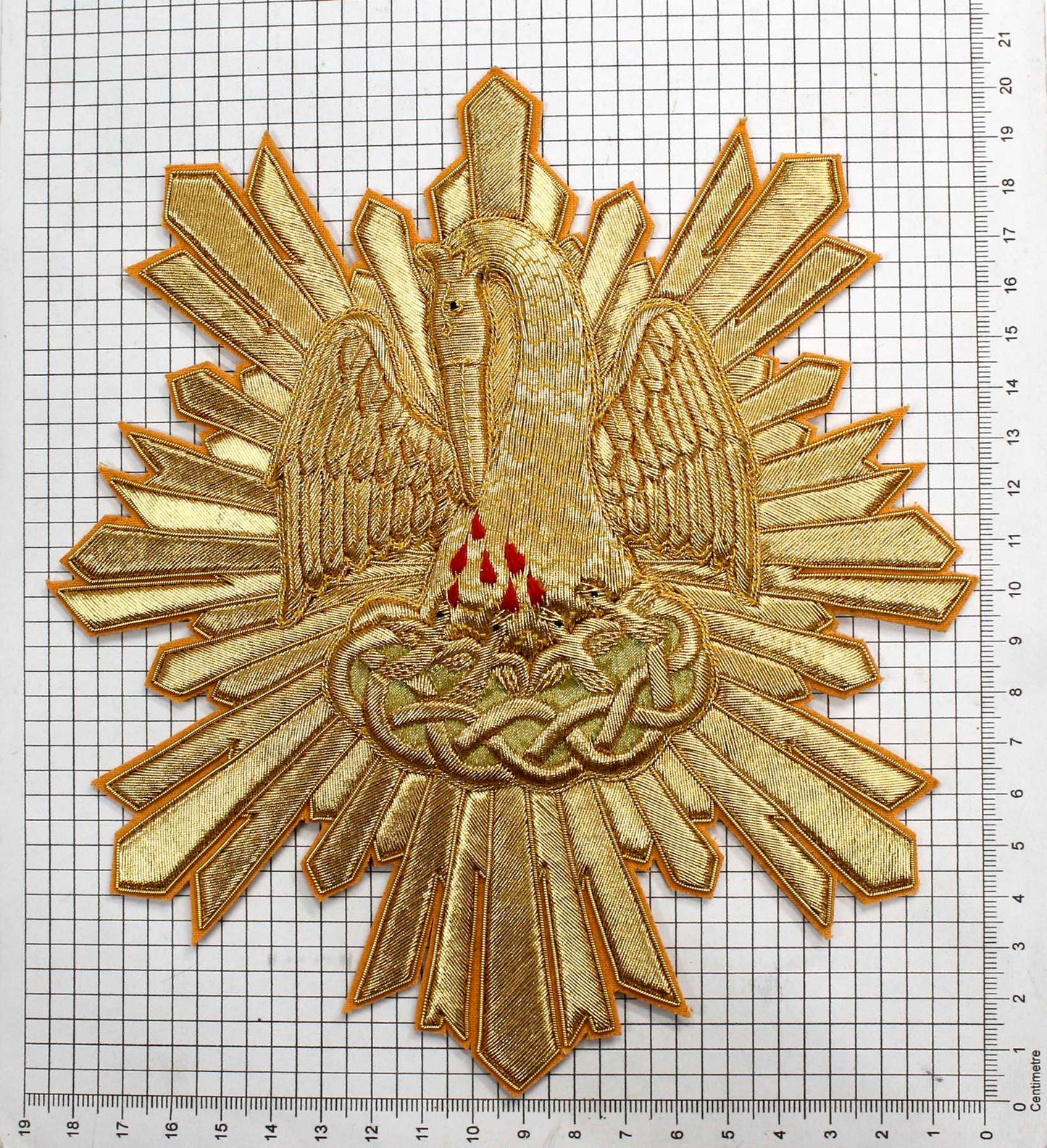 Hand-Embroidered Pelican with Rays Appliqué – Catholic Vestment Embroidery
