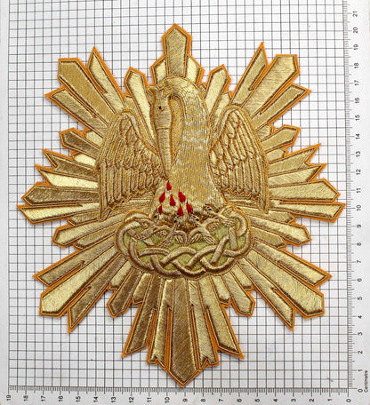 Hand-Embroidered Pelican with Rays Appliqué – Catholic Vestment Embroidery
