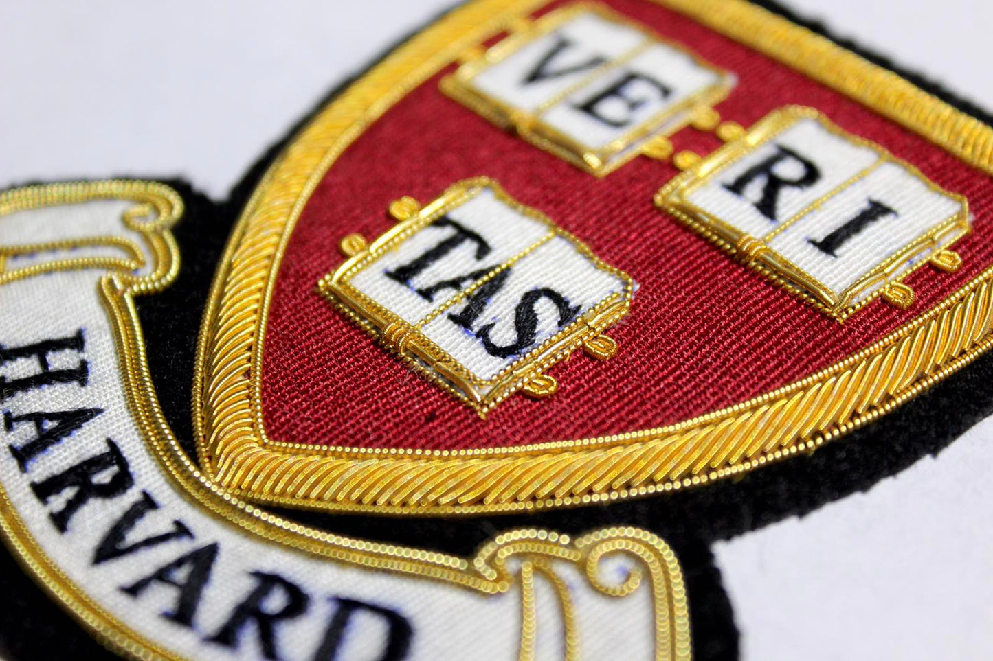 Hand-Embroidered Harvard University Patch – Gold Bullion Wire Badge