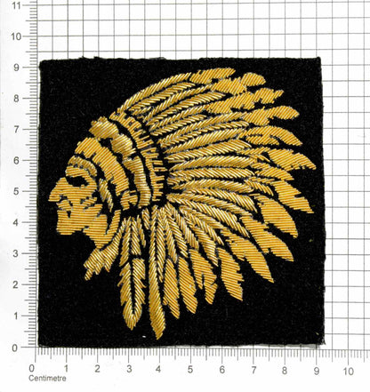 Hand-Embroidered Gold Bullion Chief Patch – Luxury Fashion Badge