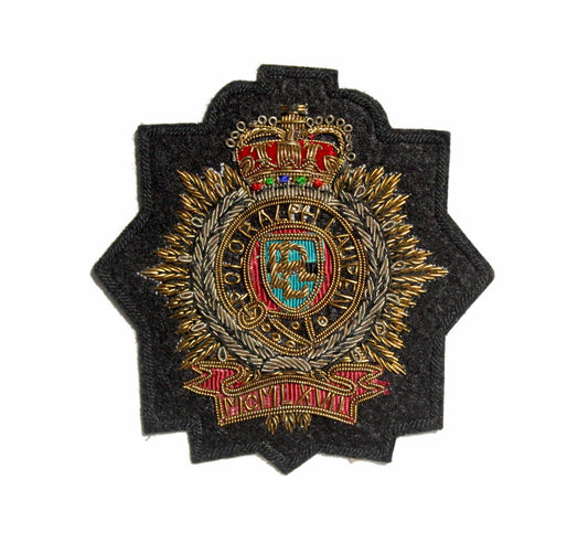 Hand-Embroidered Fashion Crest Patch – Antique Gold Bullion Wire Badge