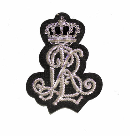 Hand-Embroidered RL Monogram Patch – Gold &amp; Silver Bullion Wire Badge