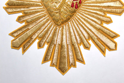 Sacred Heart Of Jesus and Rays Applique Cut Out For Catholic Vestment