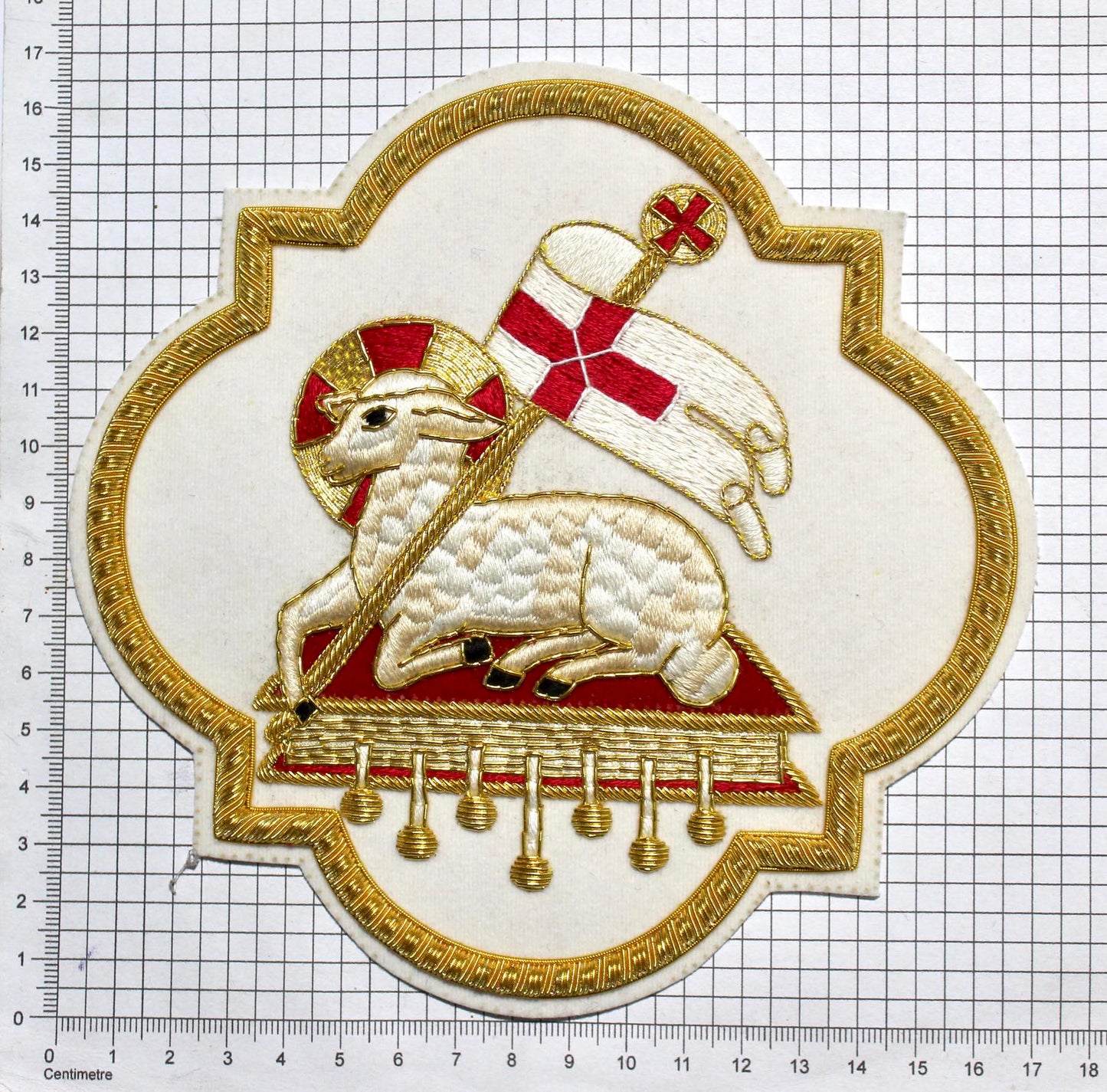 Hand-Embroidered Agnus Dei (Holy Lamb) Appliqué – Liturgical Vestment
