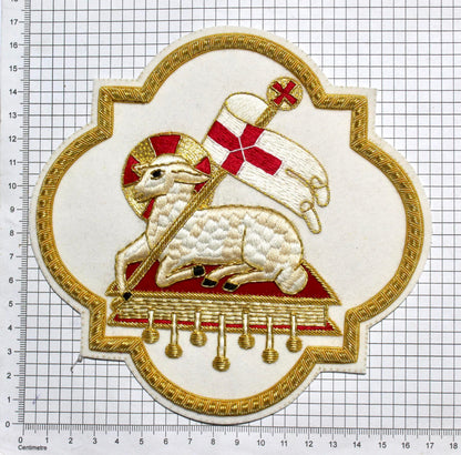 Hand-Embroidered Agnus Dei (Holy Lamb) Appliqué – Liturgical Vestment