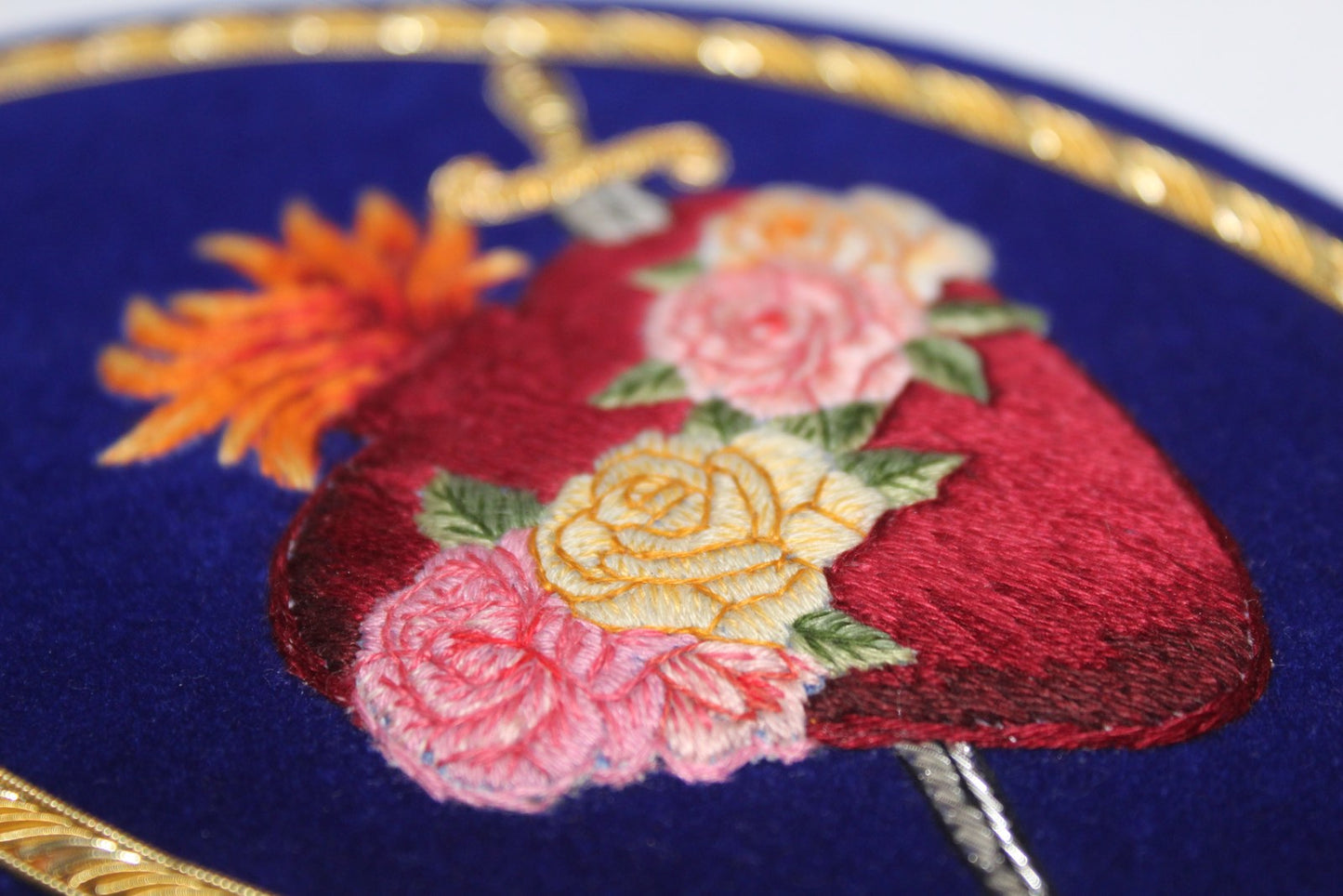 Hand-Embroidered Immaculate Heart of Mary Appliqué