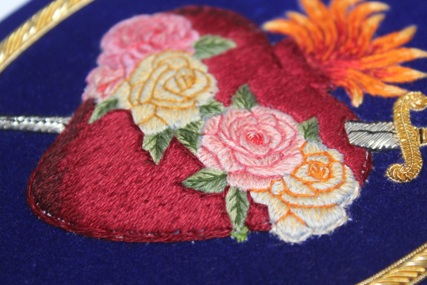 Hand-Embroidered Immaculate Heart of Mary Appliqué